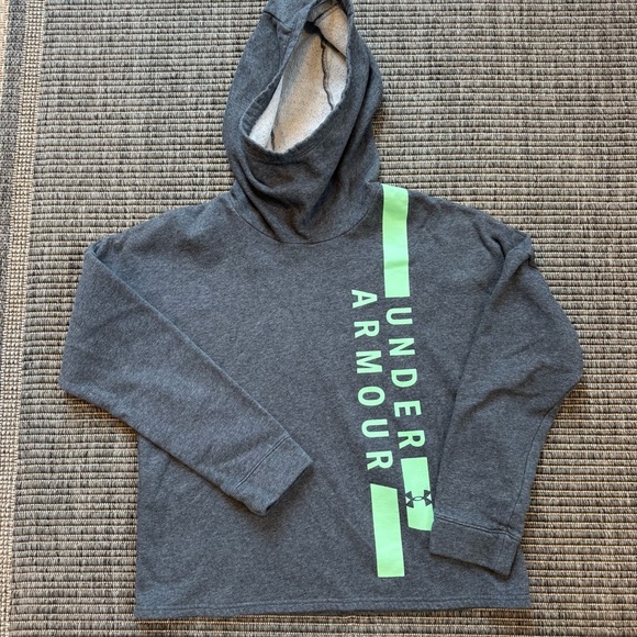 Under Armour Gray and Green Sweatshirt with Neon Stripe - Picture 1 of 3